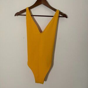 Abercrombie & Fitch Ribbed One piece Deep v Swimsuit - Fall Yellow S